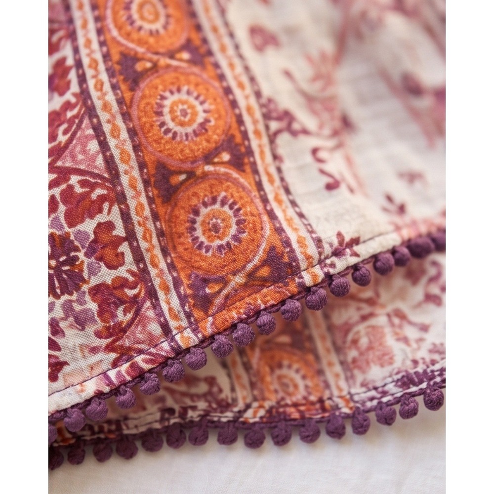 Maeve Anthropologie S Silk Paisley Metallic Stripe Blouse Orange Purple Small‎ - Picture 15 of 15